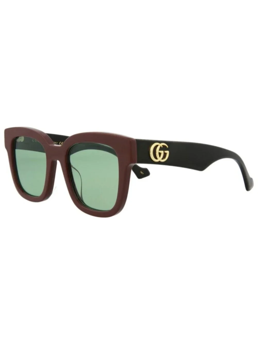 New Gucci Women's Sunglasses Square Rectangle Acetate Frame Brown Black Green